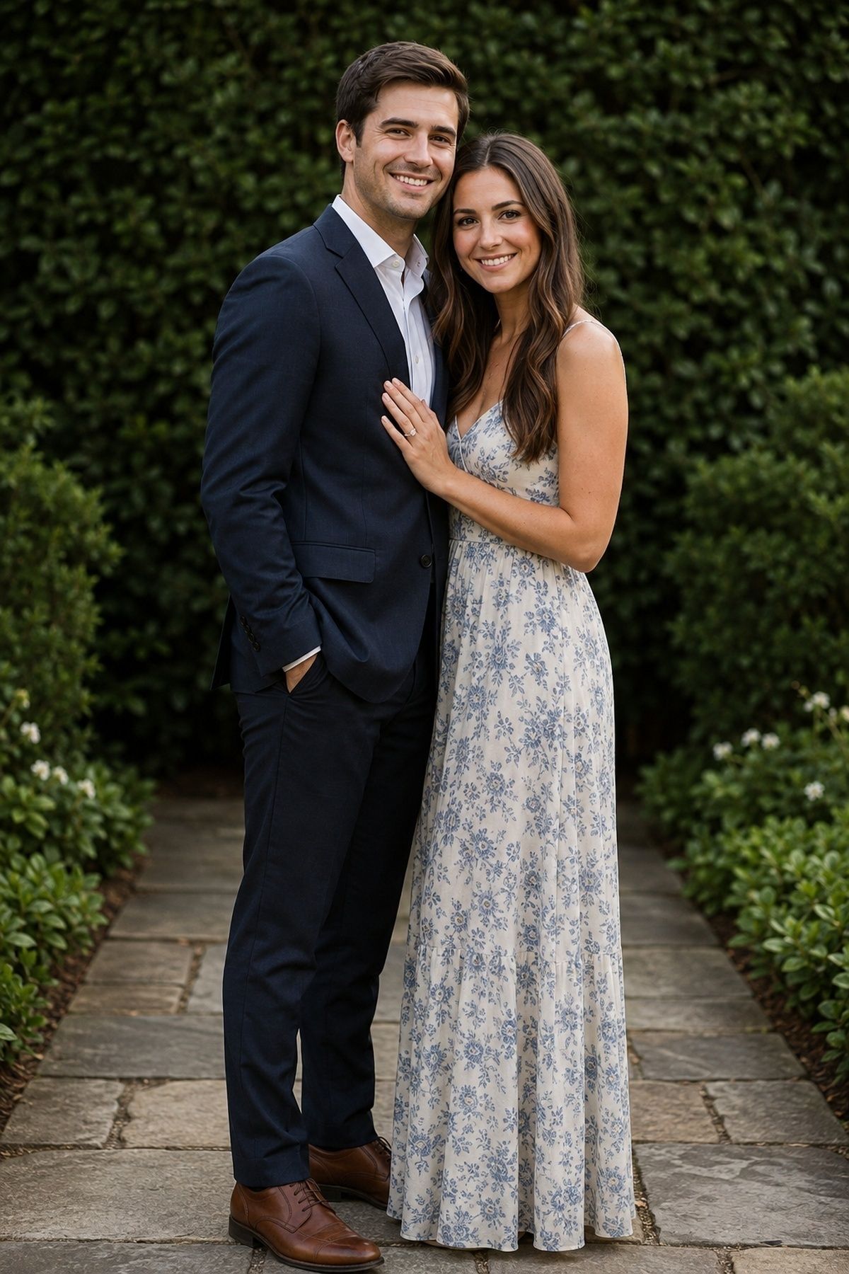 Formal engagement portrait for family