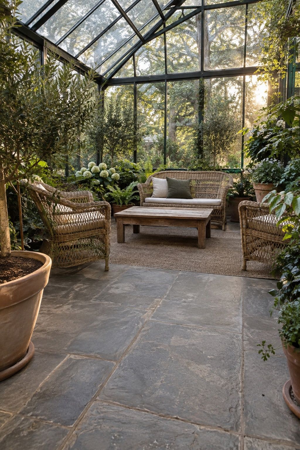 Greenhouse wedding idea: create a small lounge among the plants