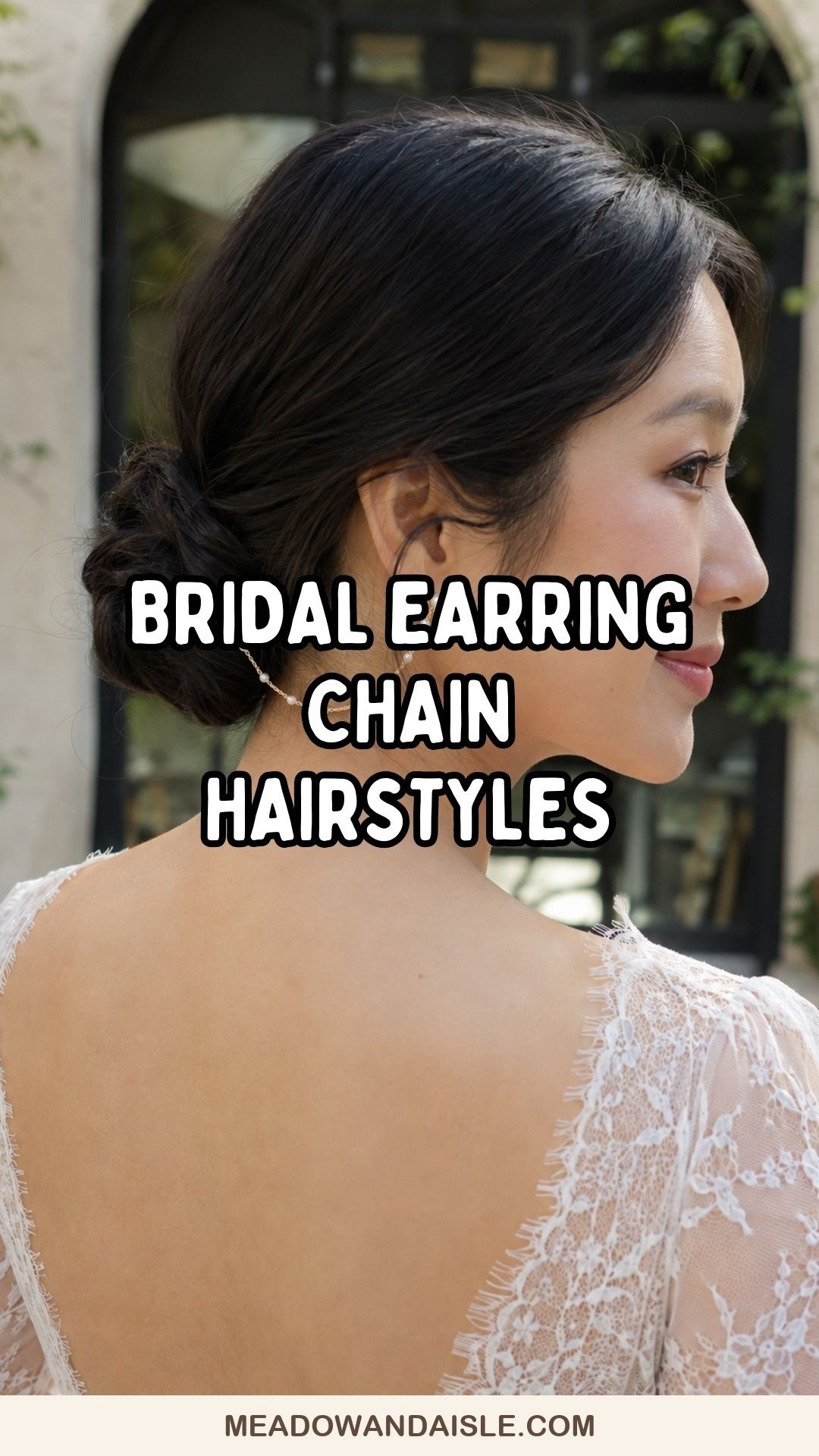 Bridal earring chain hairstyles Pinterest pin with a pearl-chain low bun