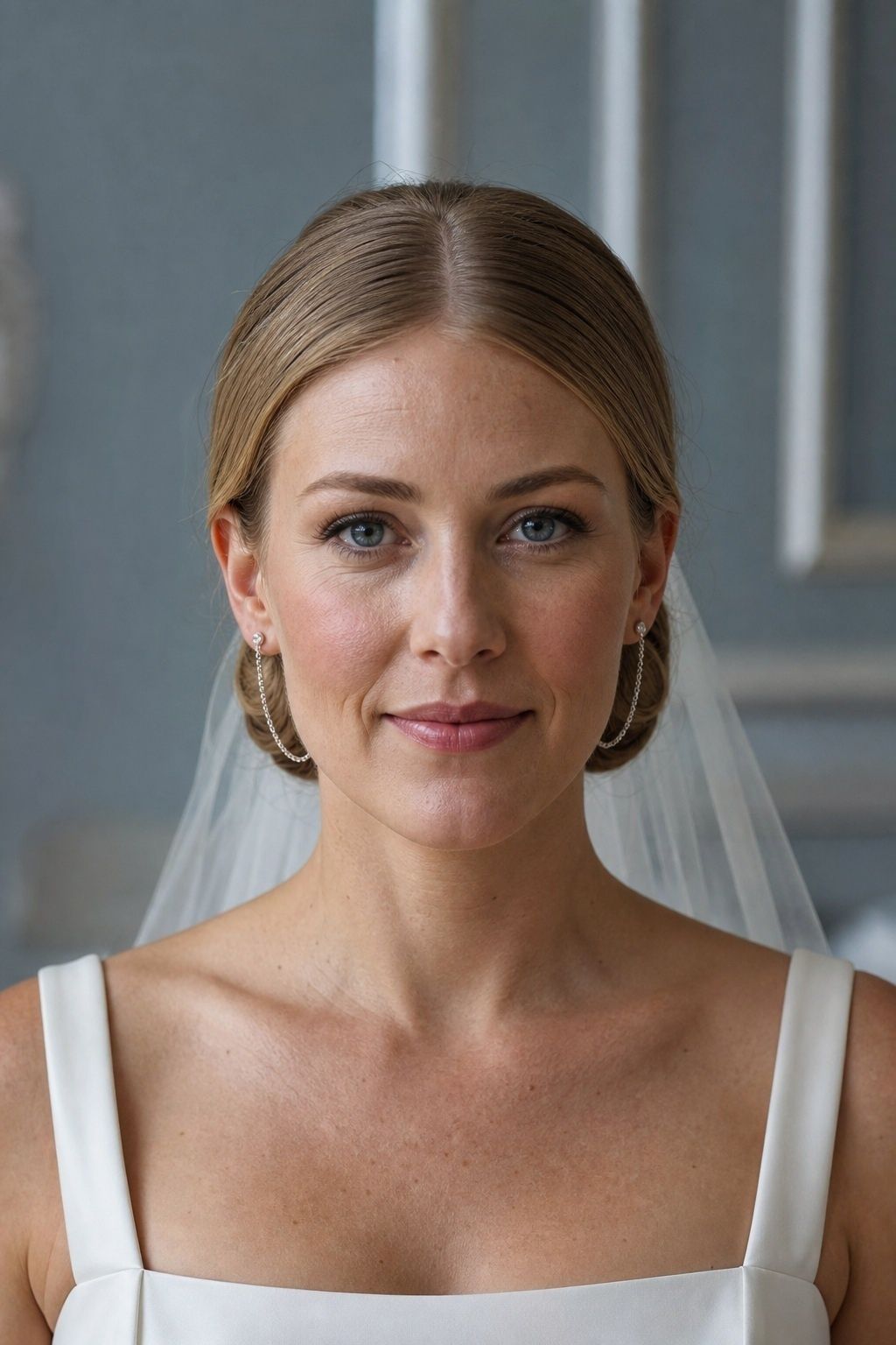 Middle-part bun with delicate side chains