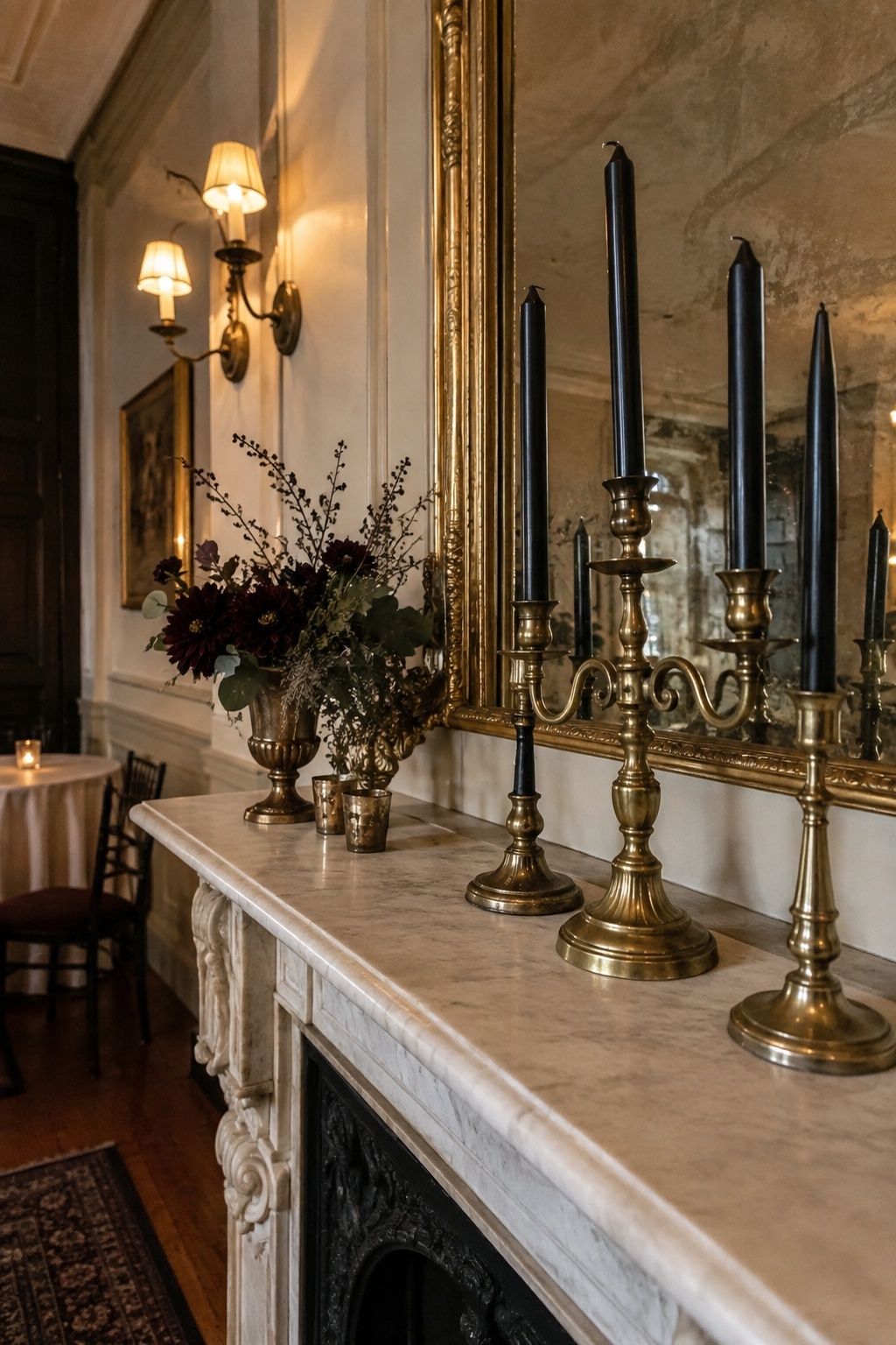 Cluster of brass candelabras