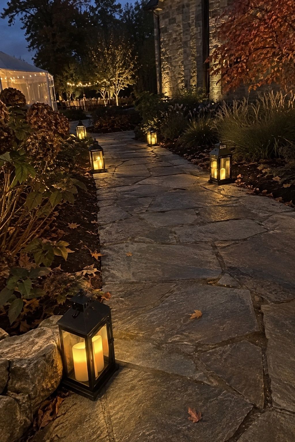 Lantern-lit outdoor path