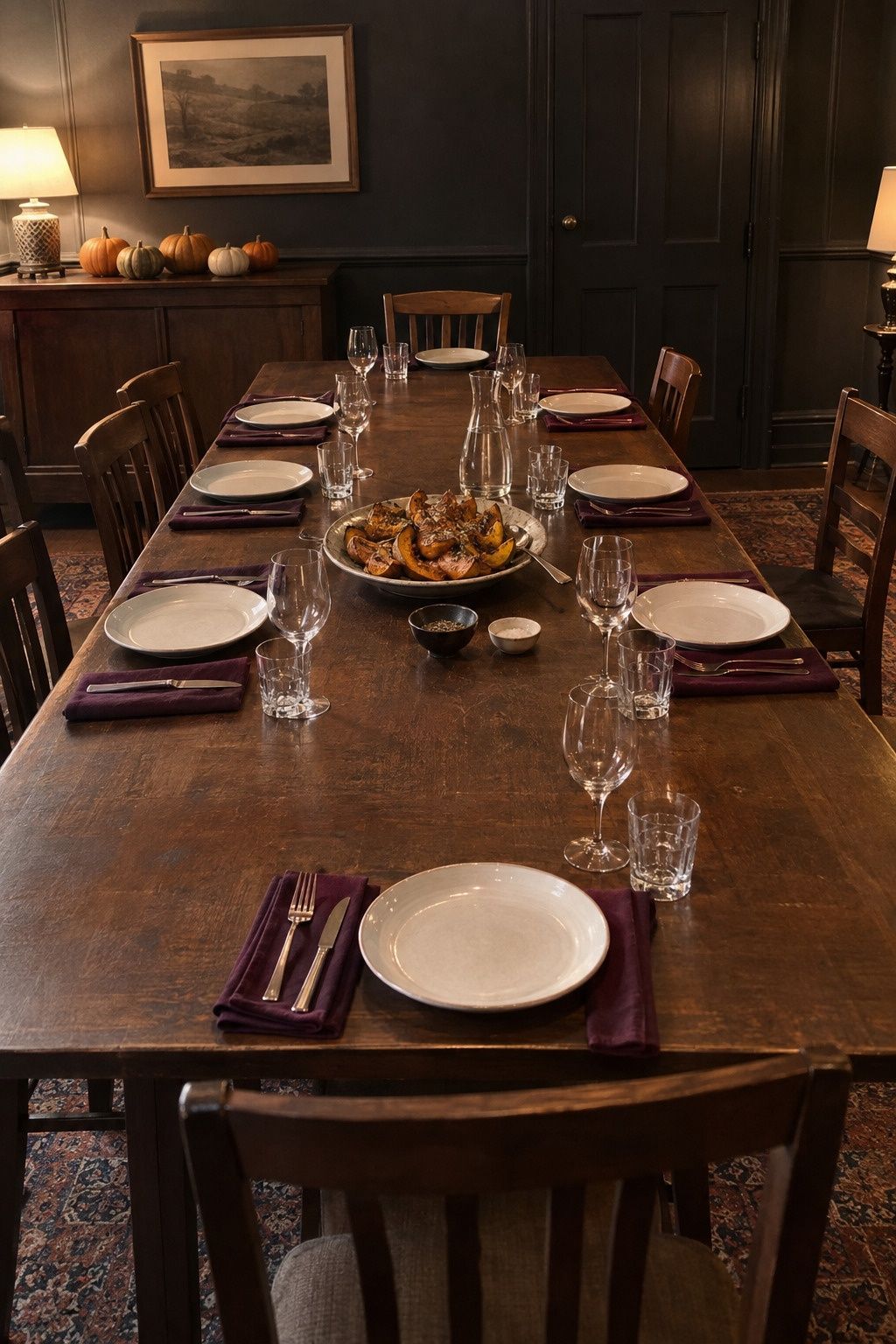 Moody fall wedding dinner