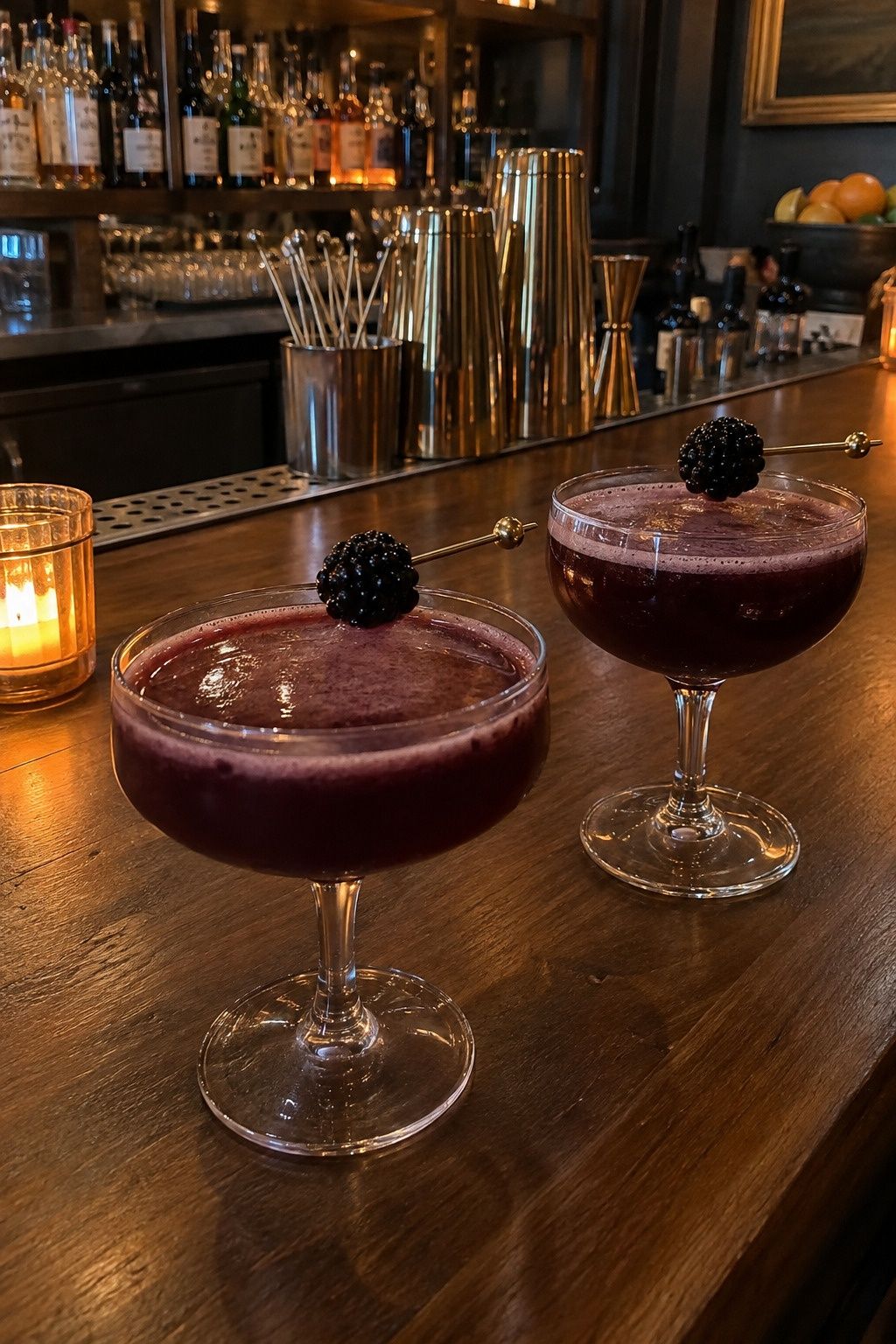 Moody blackberry signature cocktail