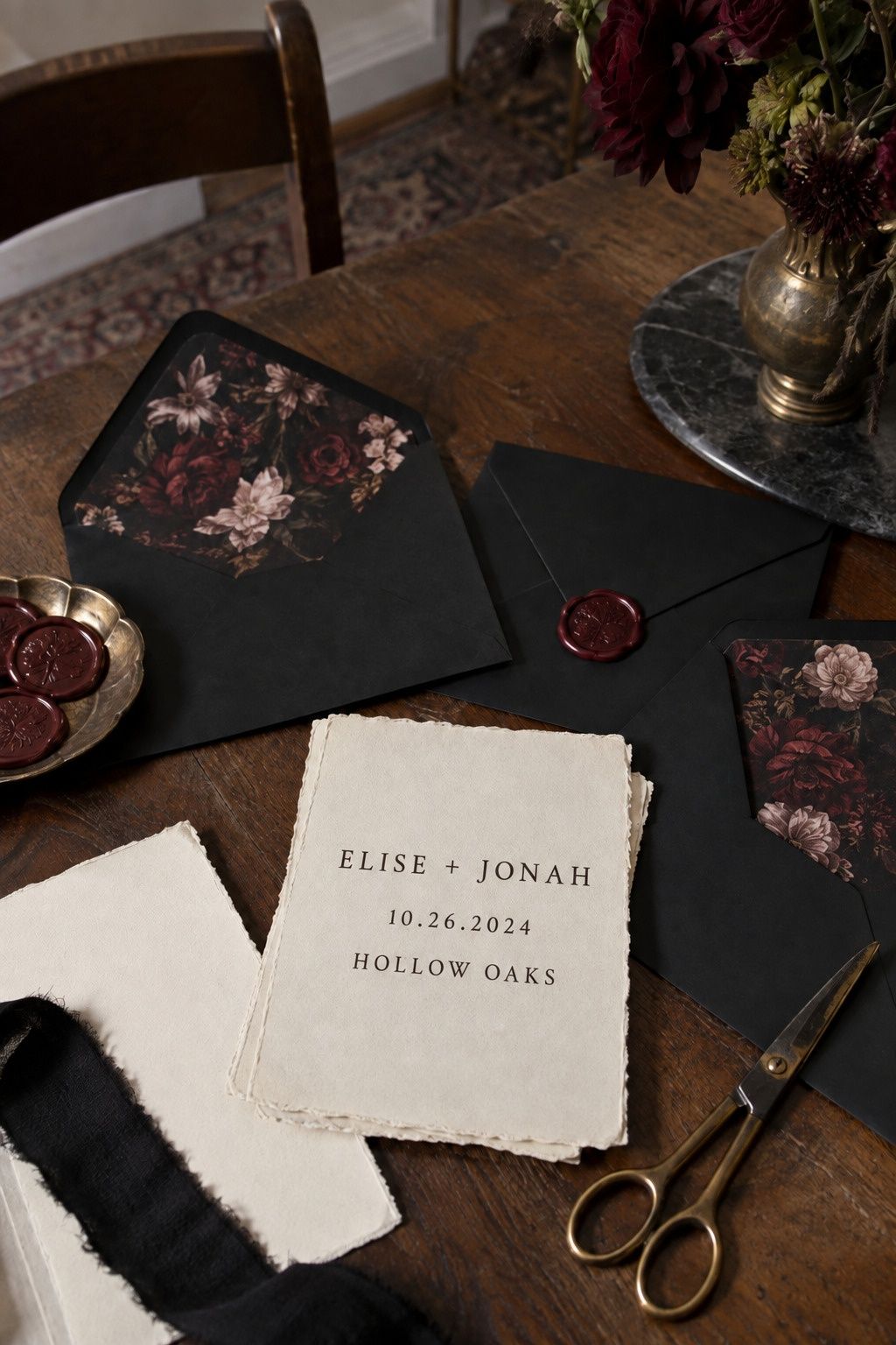 Gothic wedding invitation suite