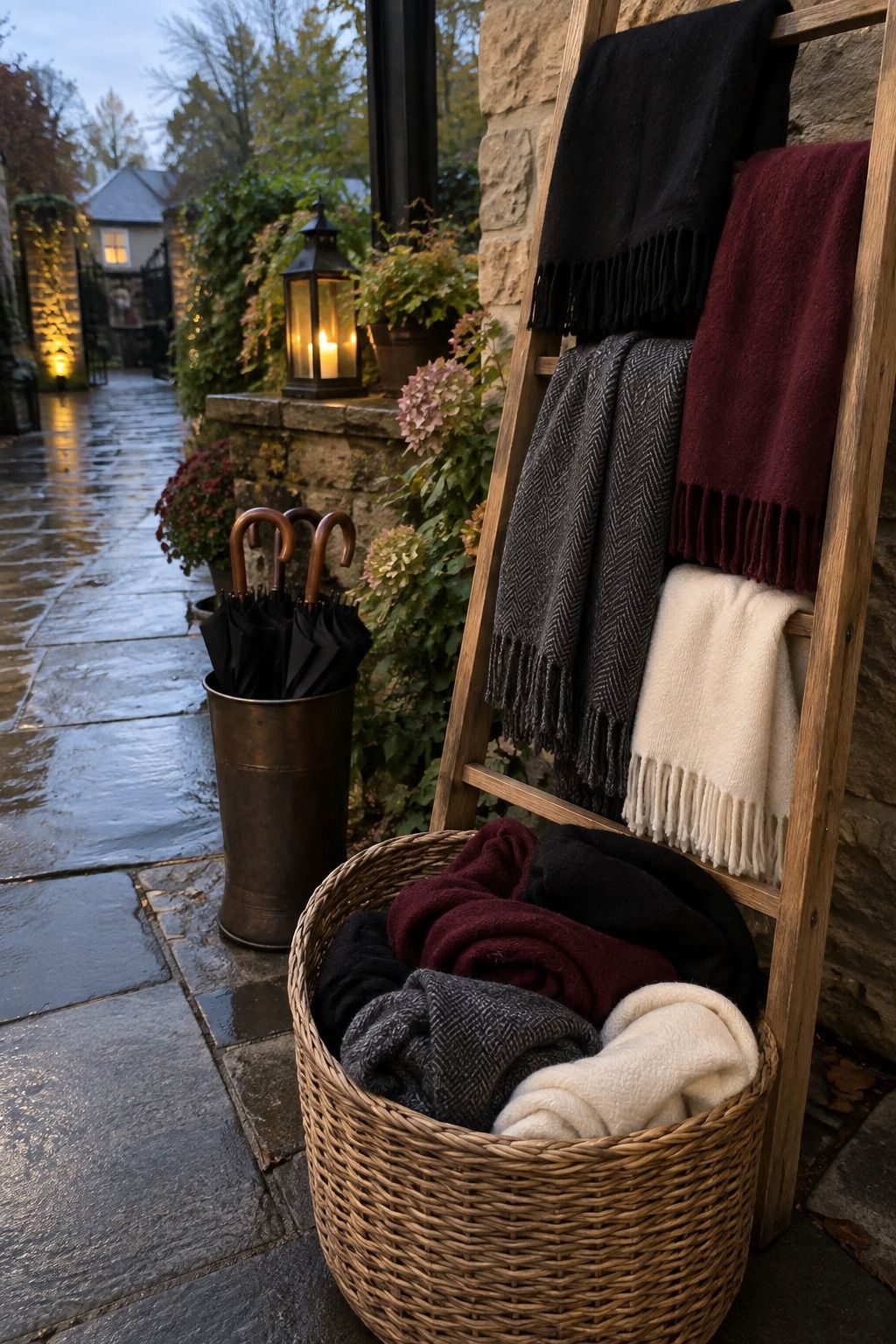 Cozy wrap station for guests