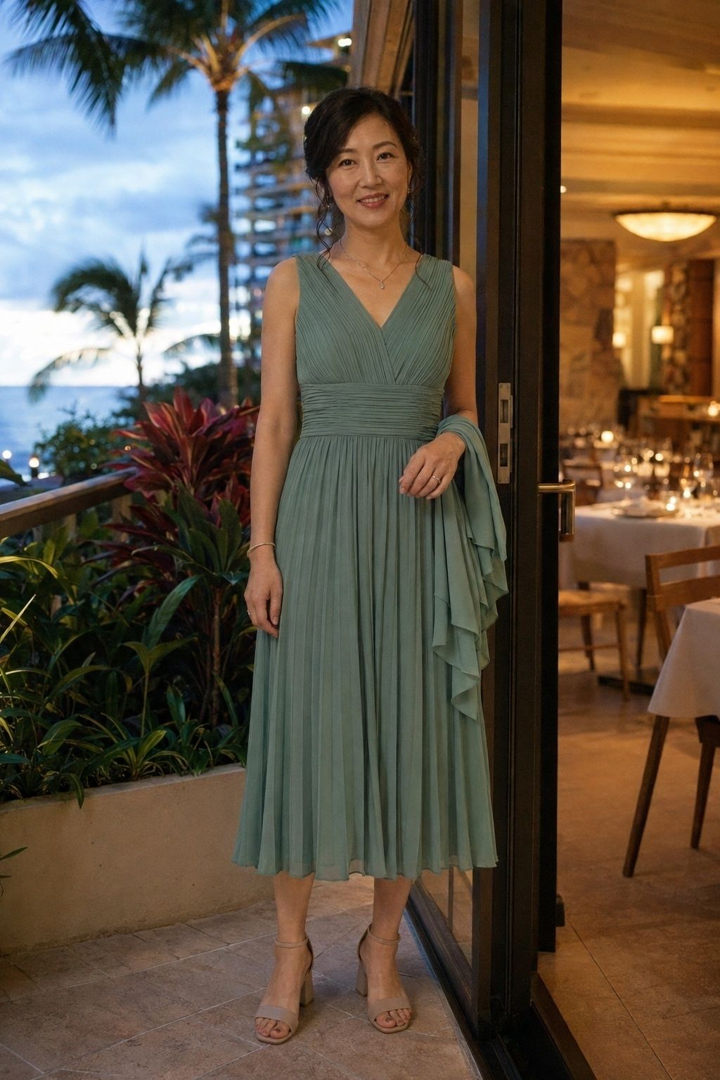 Chiffon dress for a tropical formal wedding