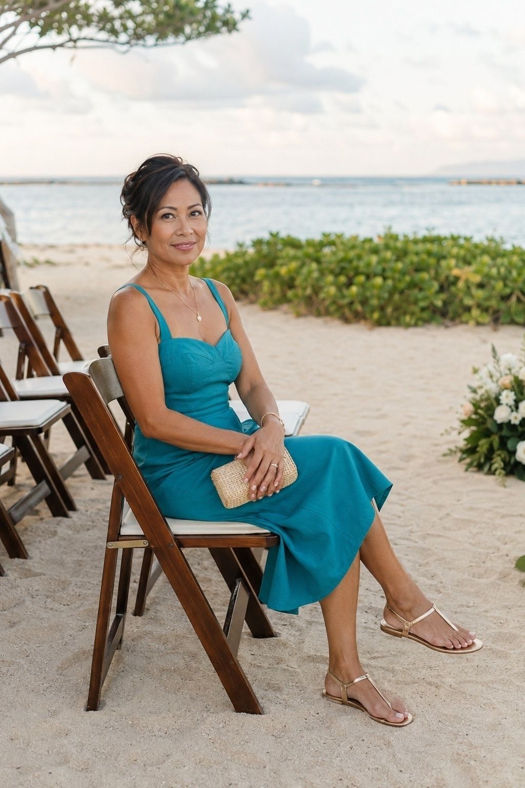 Elegant sundress for casual beach vows