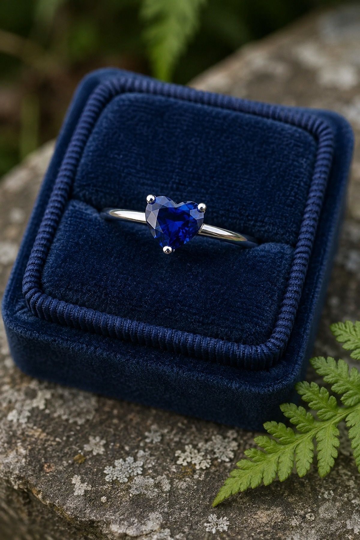 Heart-shaped sapphire engagement ring