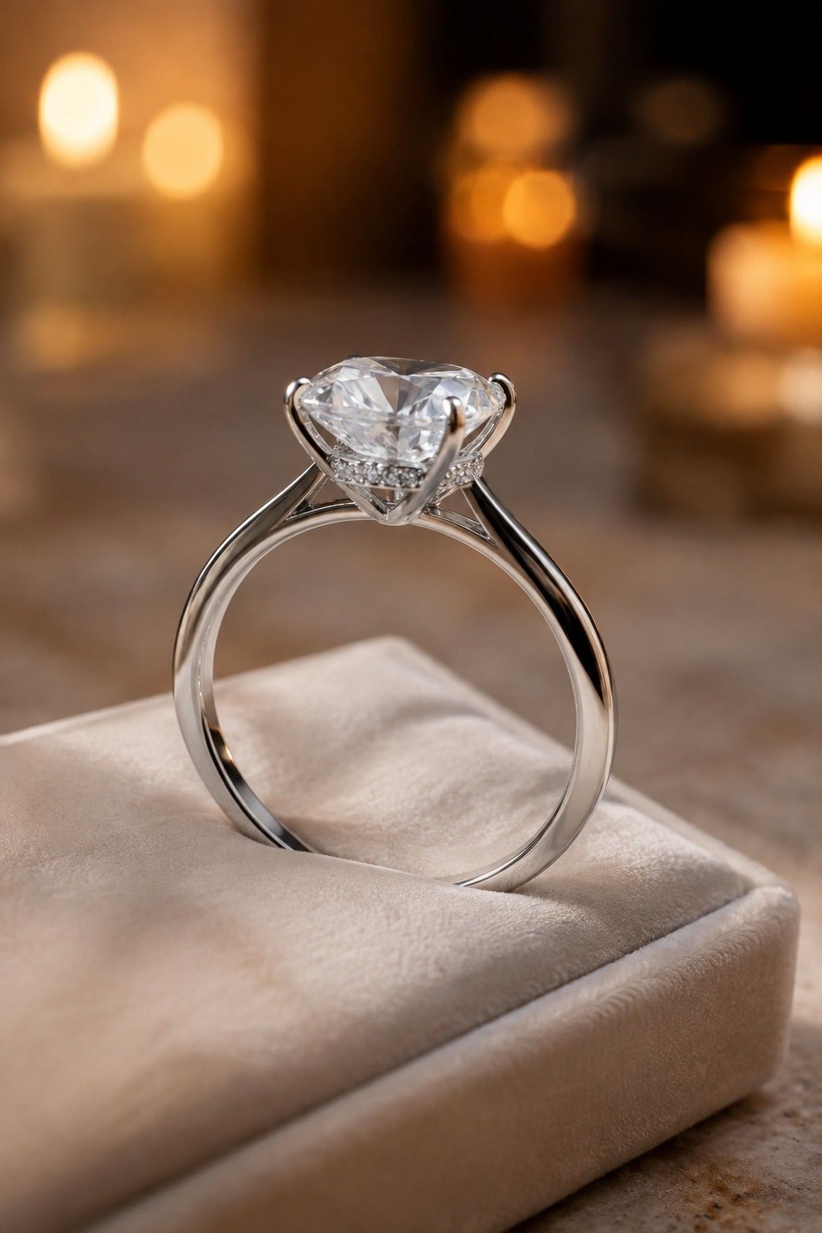 Heart ring with a hidden halo