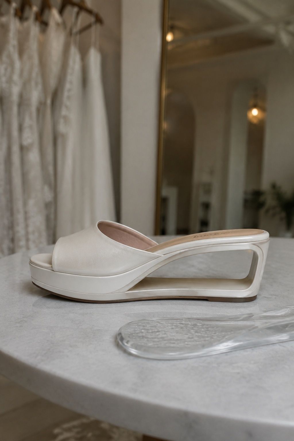Heelless bridal shoes with platform support for stability