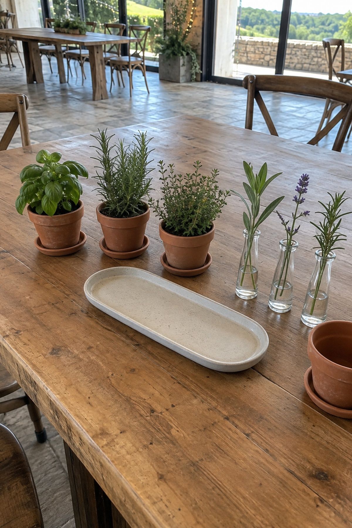 Vessels lined up before filling with herbs