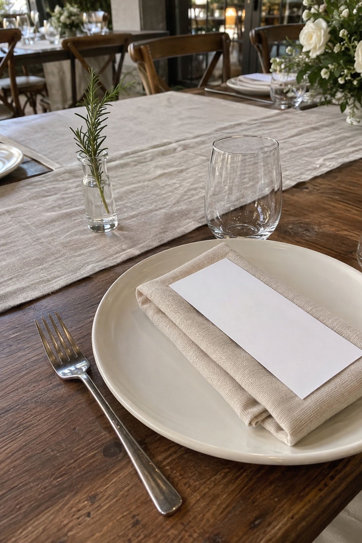 Small herb sprig as a place setting accent