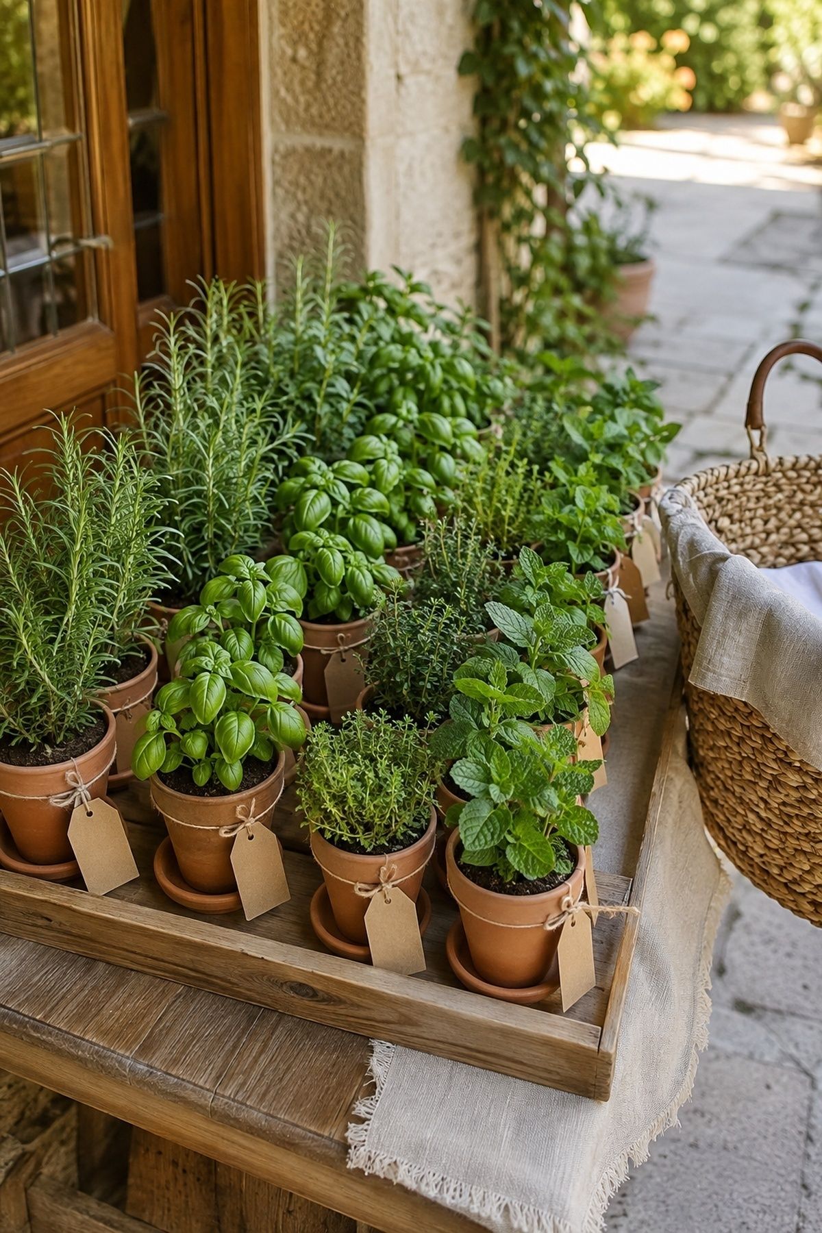 Potted herb wedding favors for guests