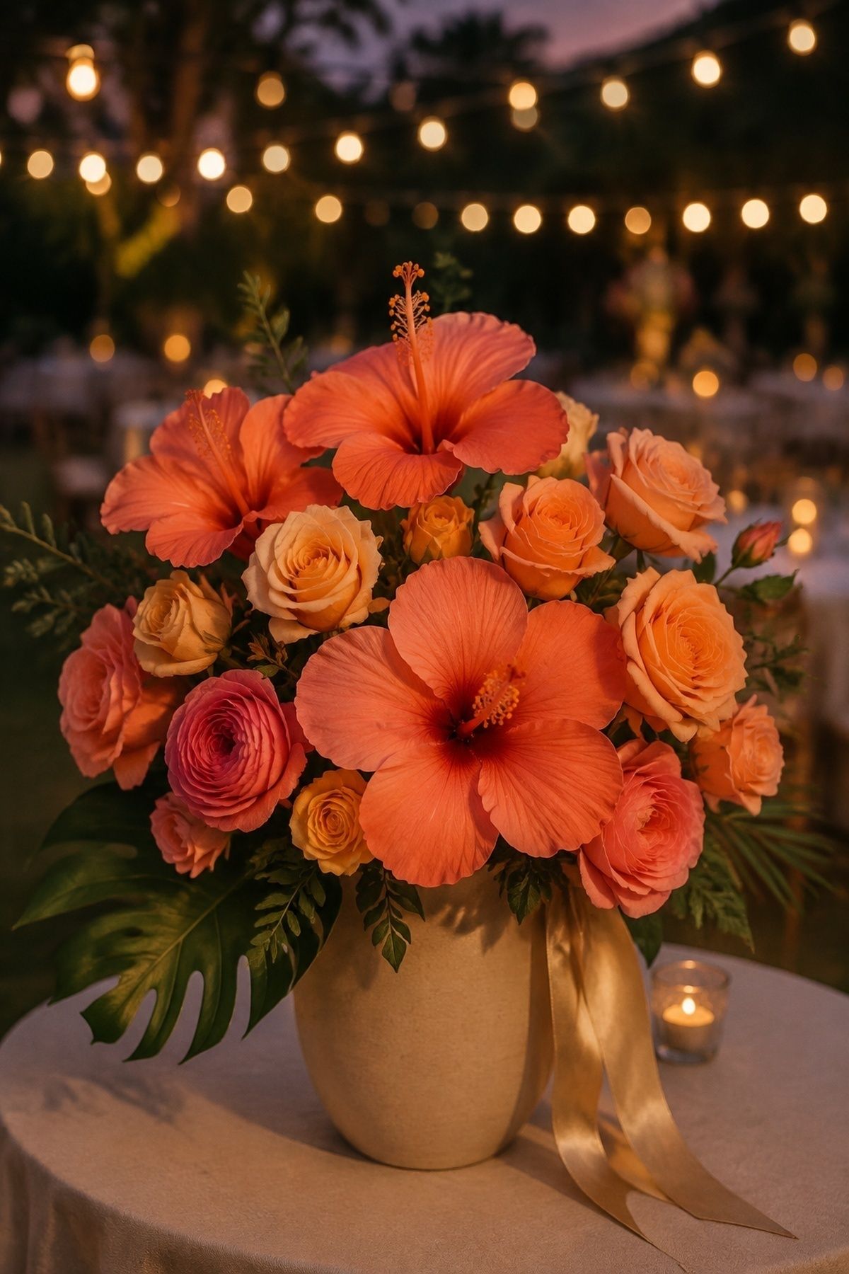 Sunset-toned hibiscus bouquet