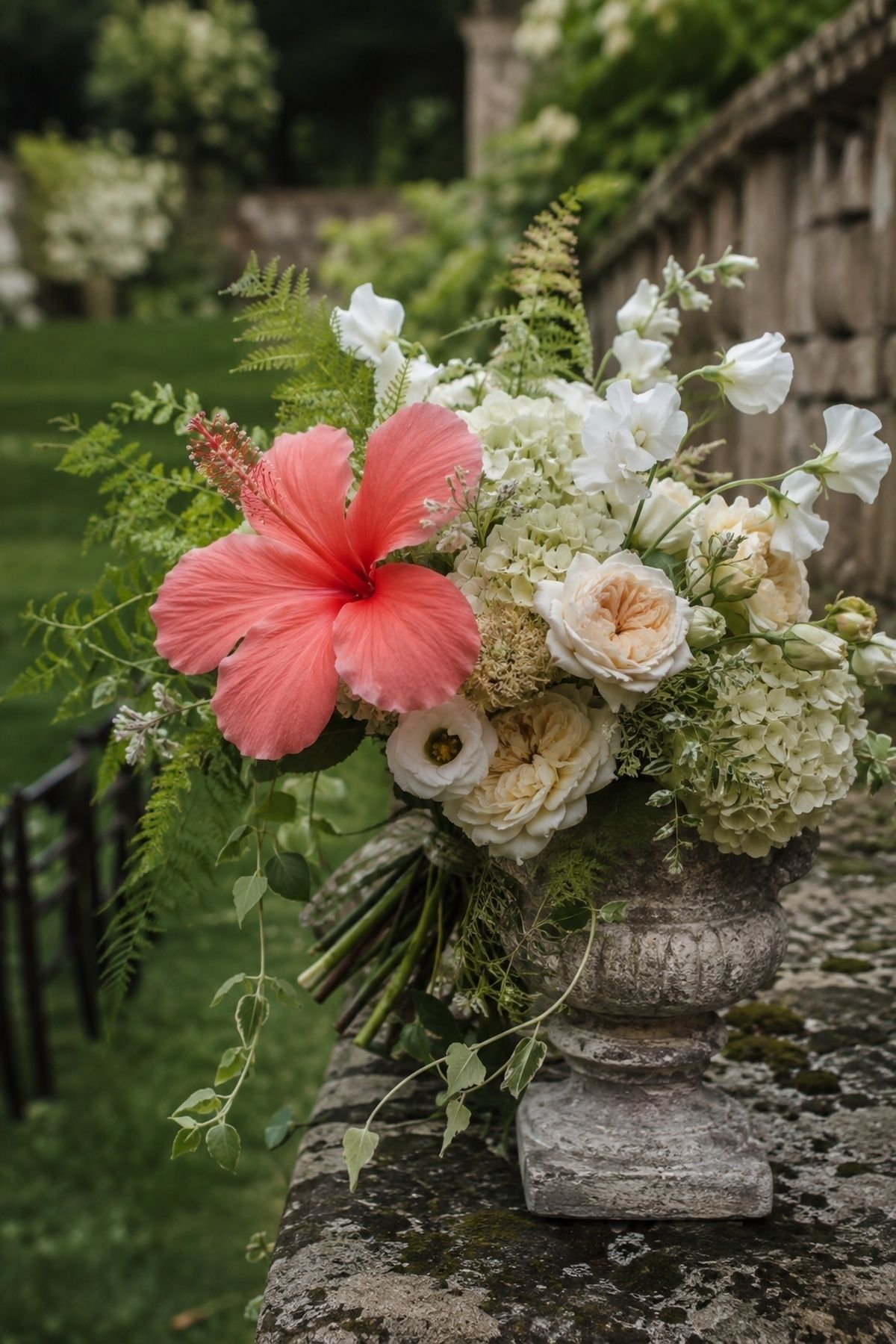 Garden-style hibiscus bouquet
