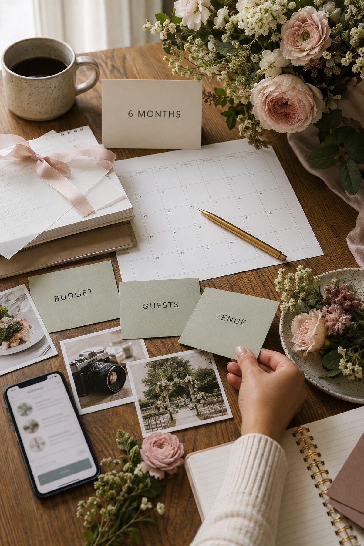 Six-month wedding planning timeline