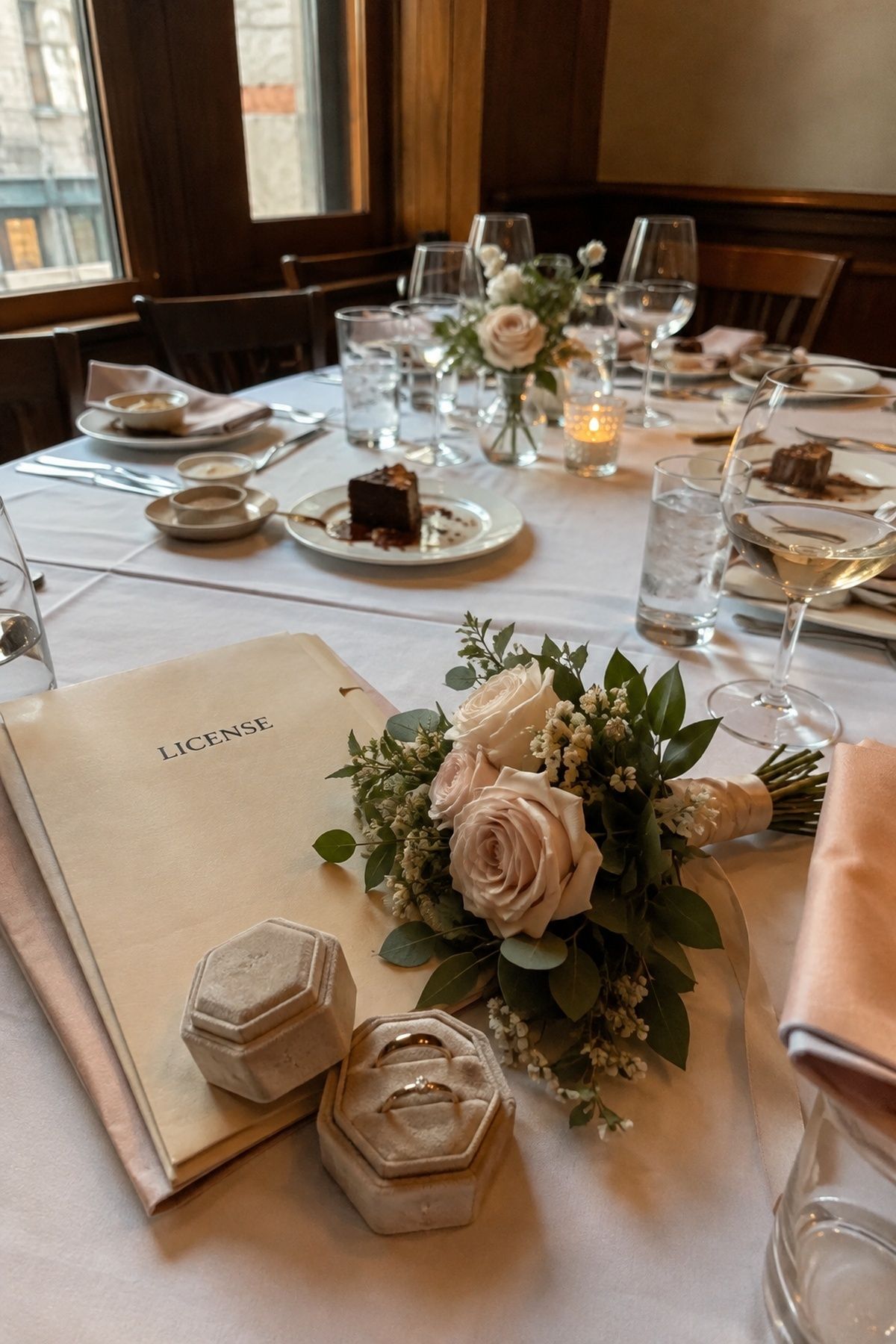 Courthouse wedding dinner for 8 to 15 guests
