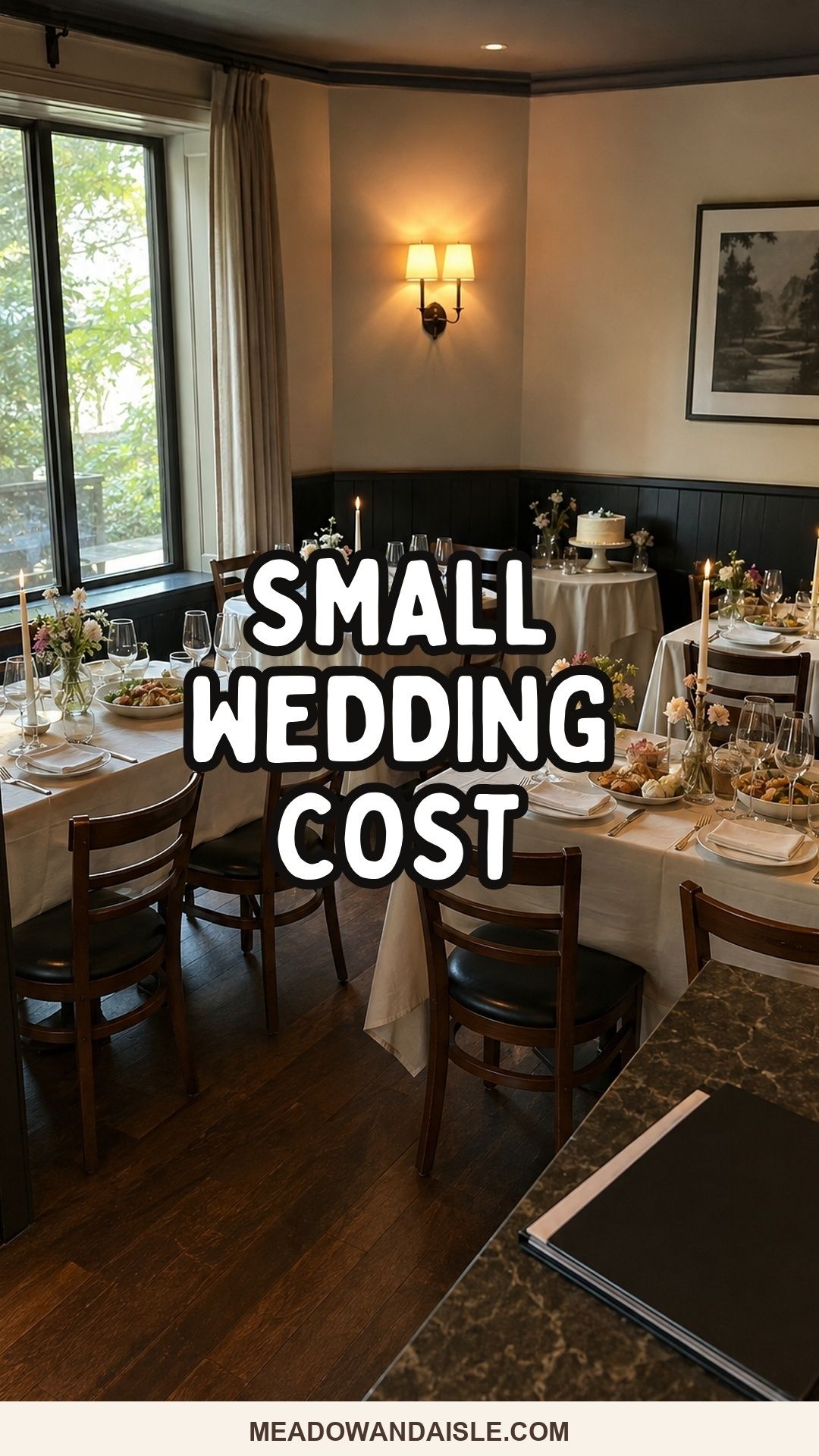 Small Wedding Cost Pinterest pin for Meadow & Aisle
