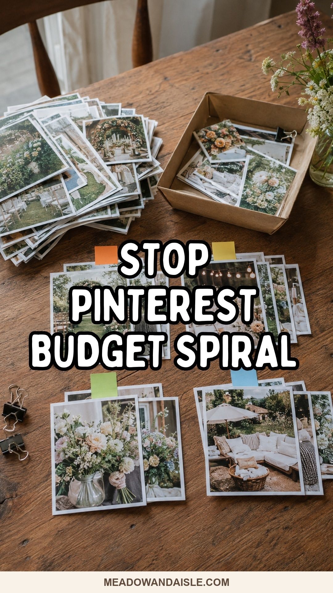 Pinterest pin about stopping the Pinterest wedding budget spiral