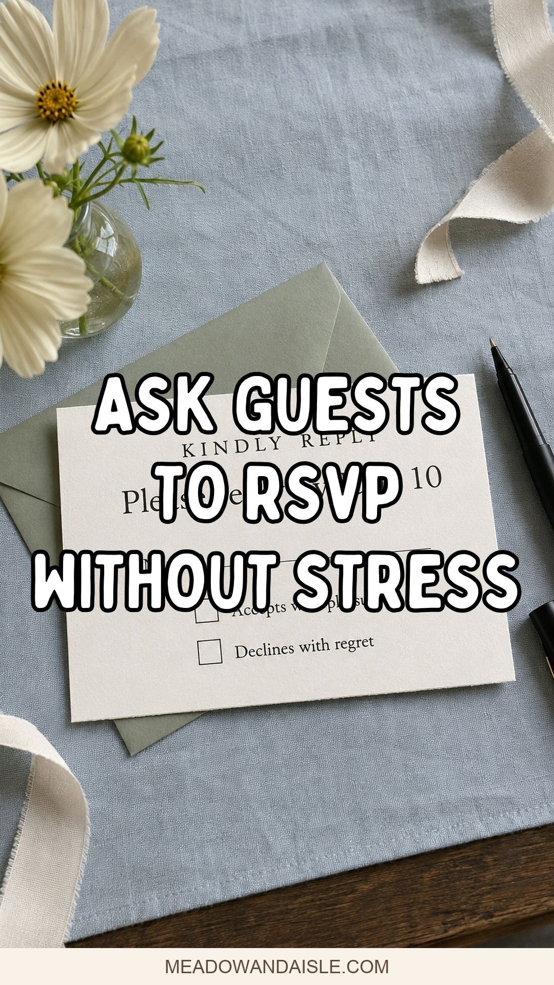 Ask guests to RSVP without stress, with a clear wedding reply card.