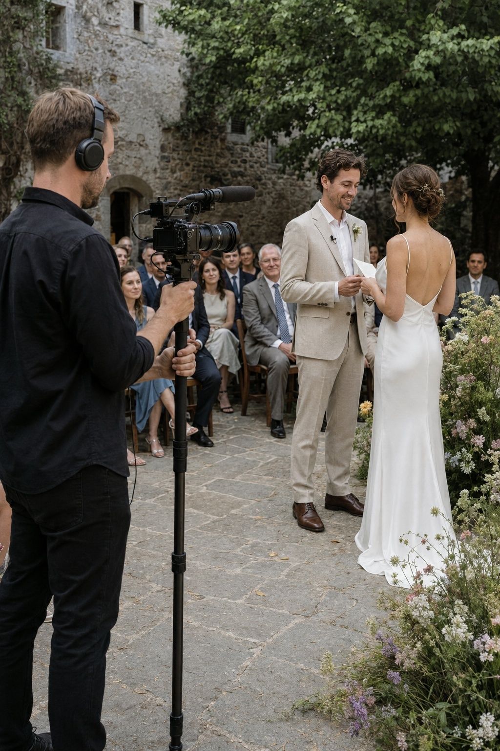 Wedding video capturing vows and speeches