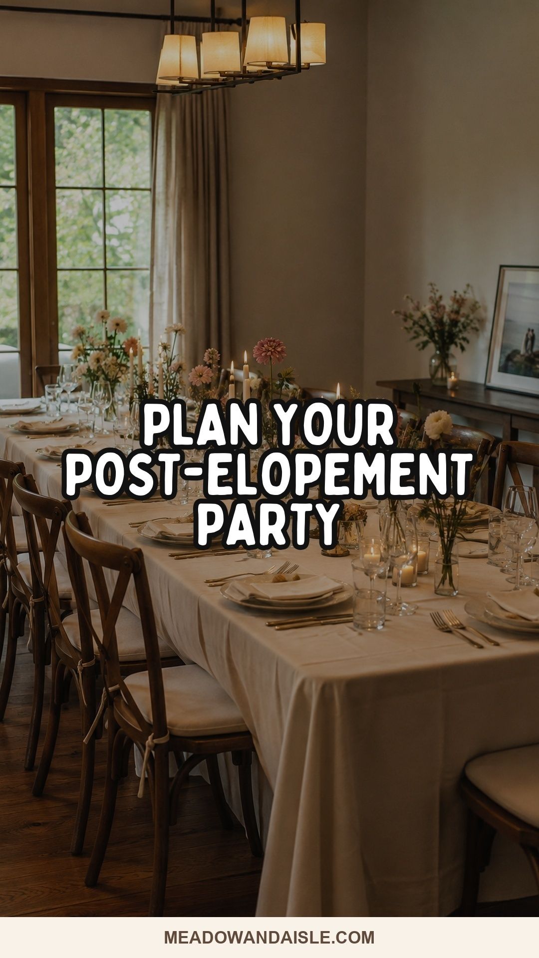 Pinterest pin for planning a warm post-elopement party