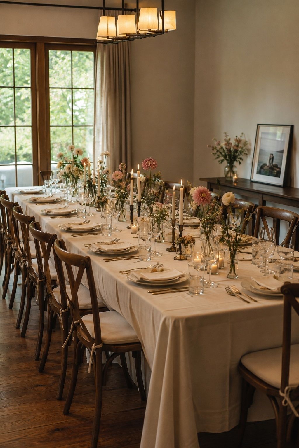 Private dining room set for an intimate post-elopement marriage celebration