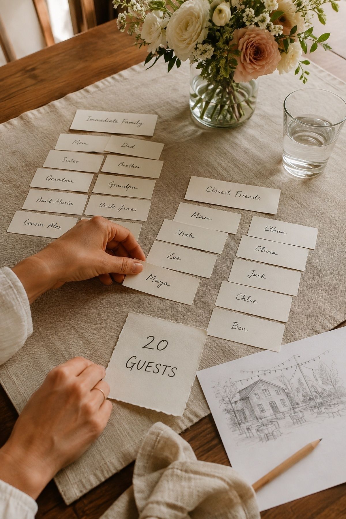Guest list written before choosing a wedding venue