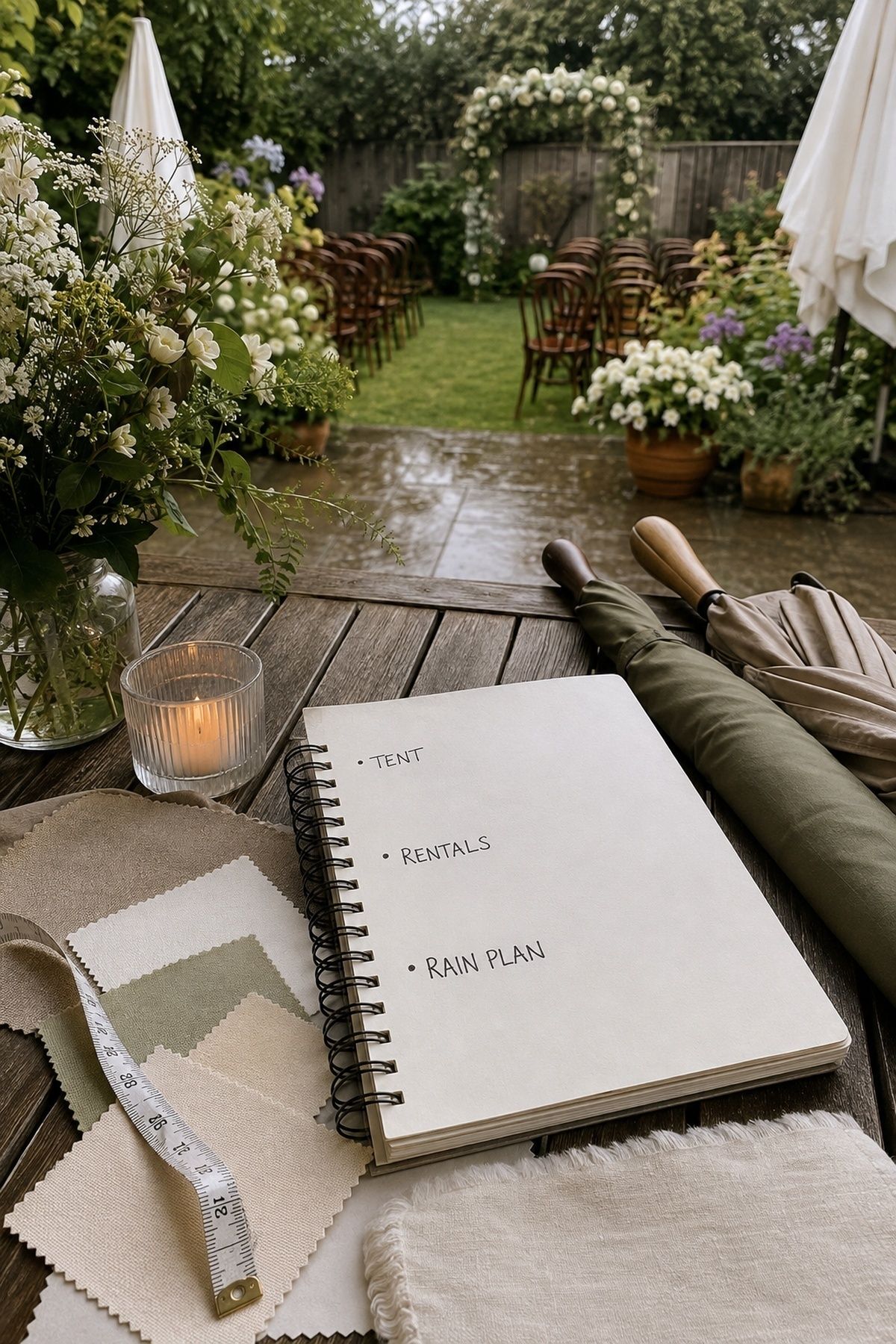 Backyard wedding setup with practical costs in mind