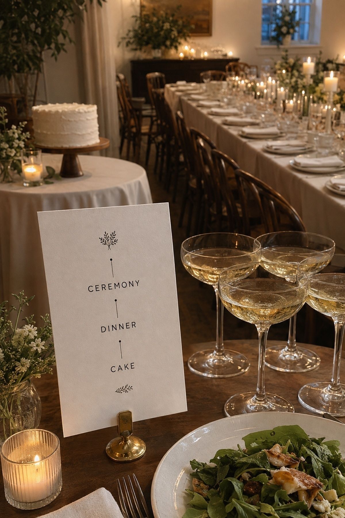 Short, hosted wedding day timeline for twenty guests