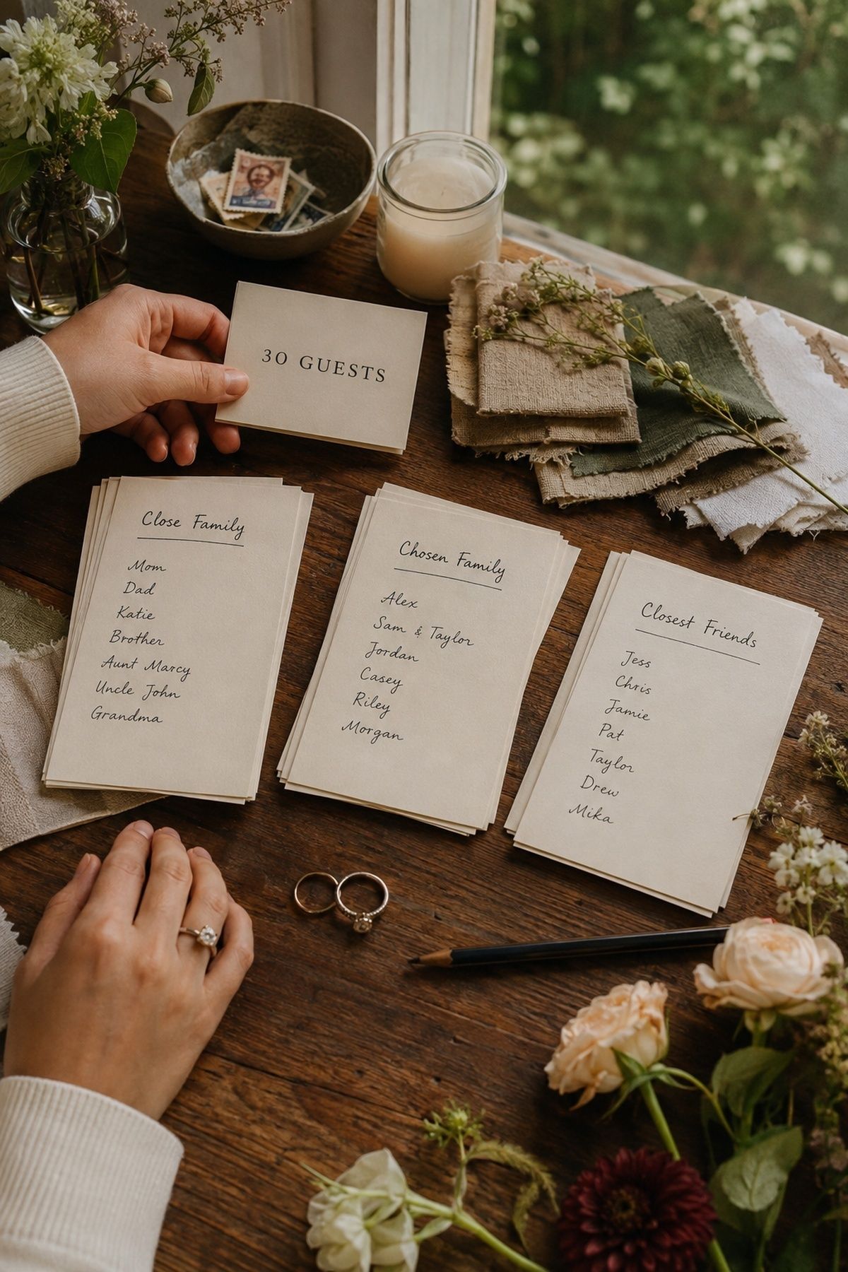 Close family and friends at a 30-guest wedding