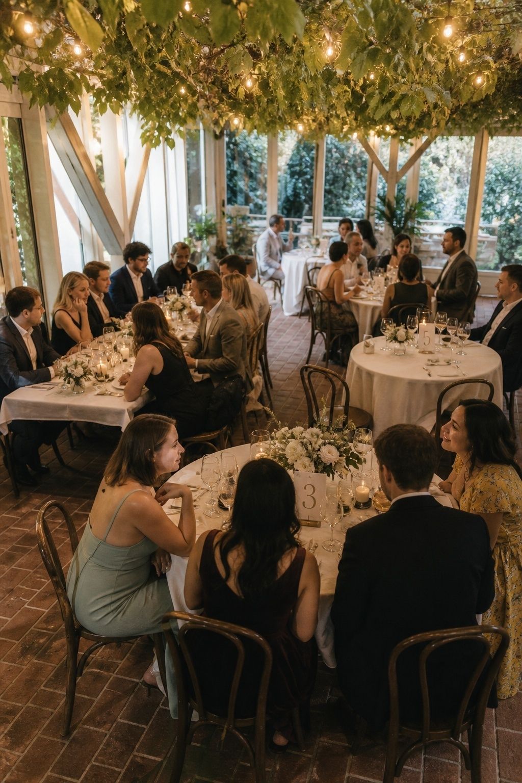 Tables arranged for conversation