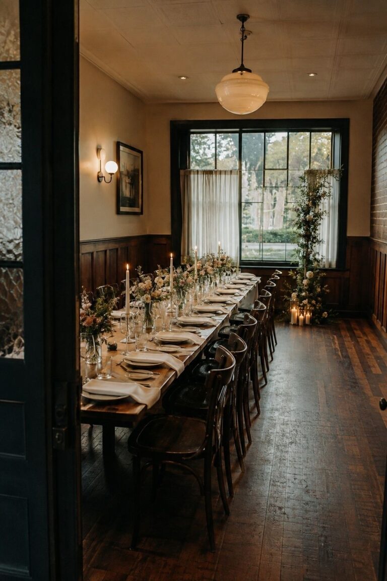 Intimate private dining room set for a small no-planner wedding