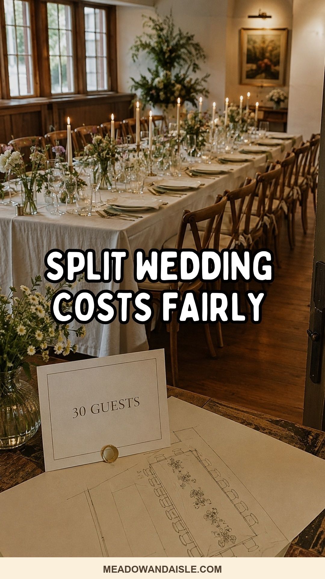 Pinterest pin about how to split wedding costs between families fairly