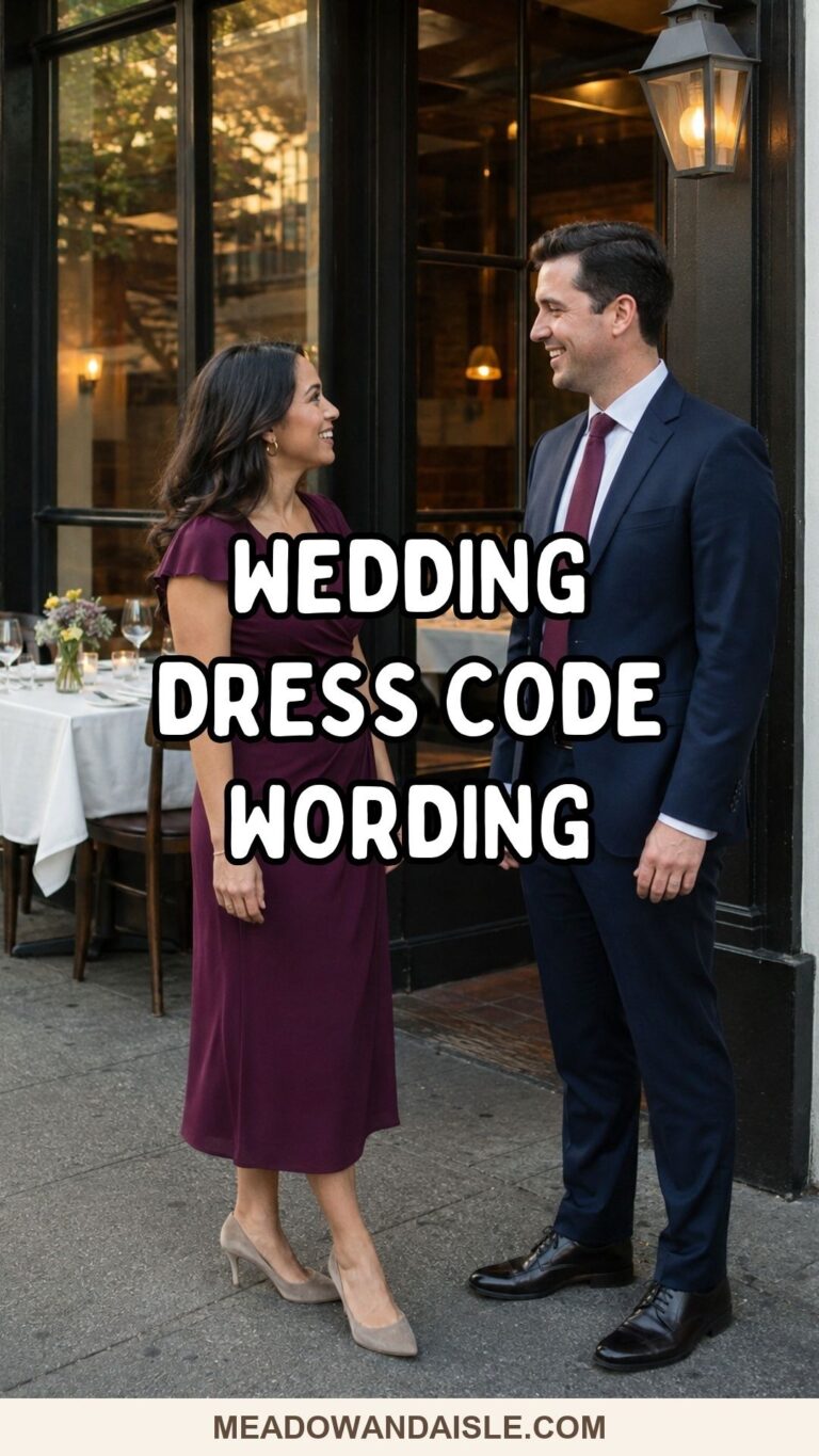 Wedding dress code wording Pinterest pin.