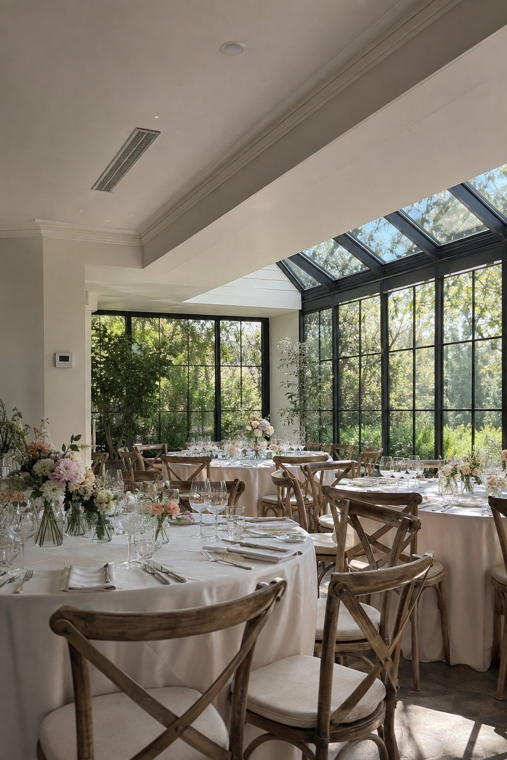 choose a room with reliable air conditioning at an intimate indoor summer wedding reception