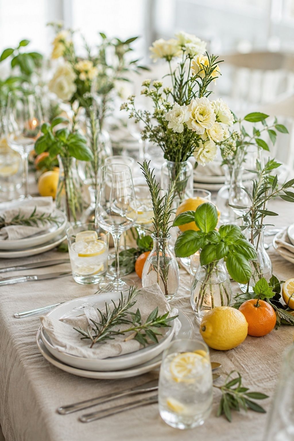 bring summer in with citrus and fresh herbs at an intimate indoor summer wedding reception