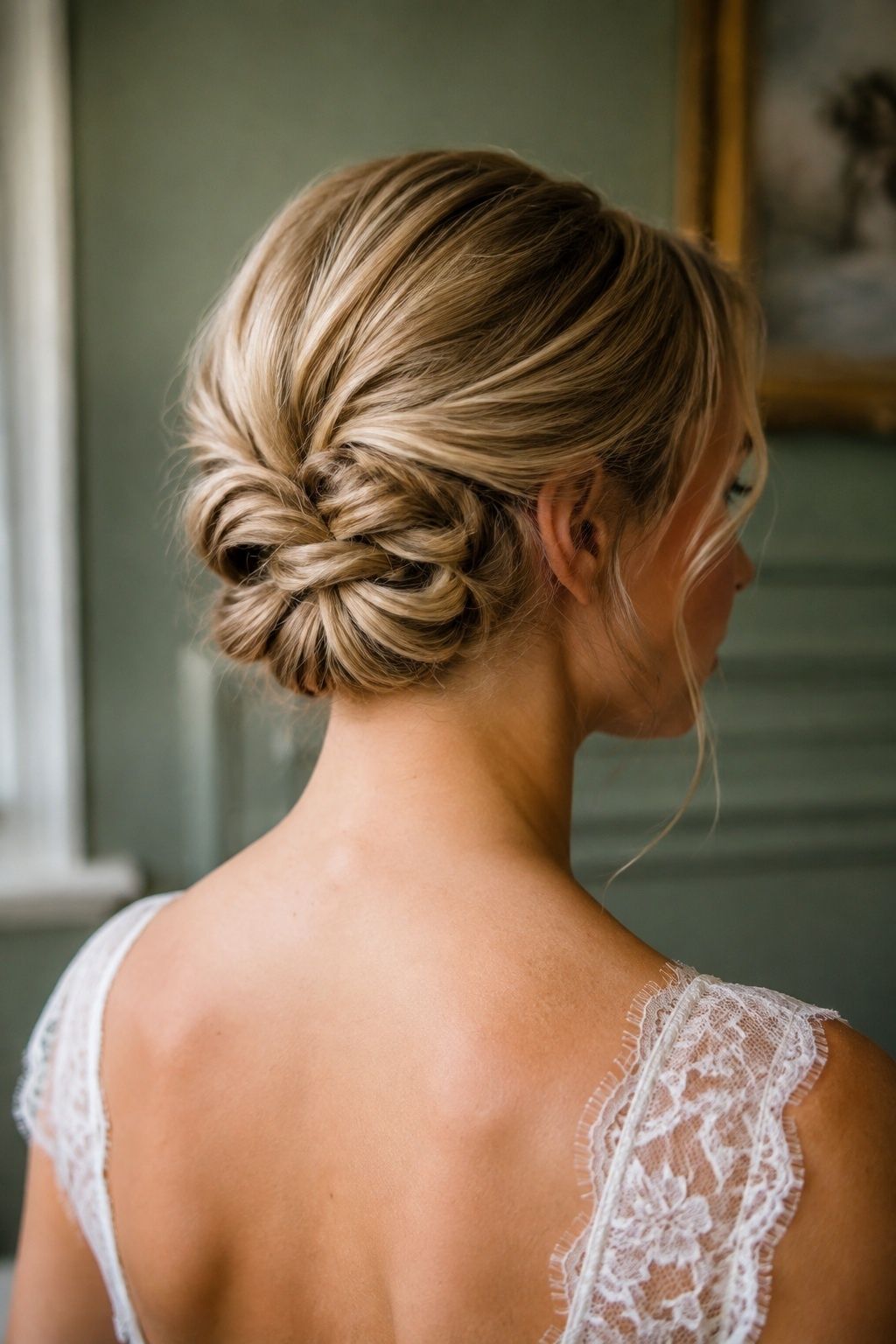 Textured infinity updo for a wedding