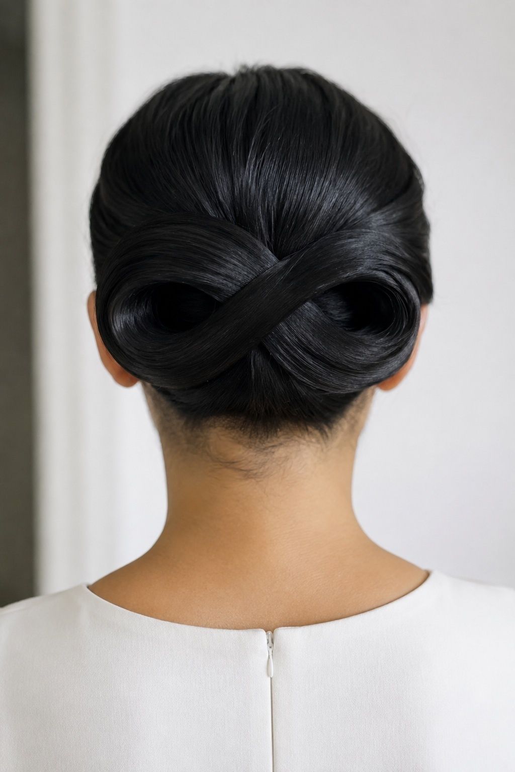 Infinity bun with a glossy shine finish