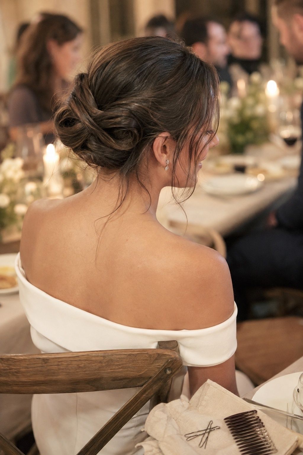 Secure infinity knot bun built to last through the reception