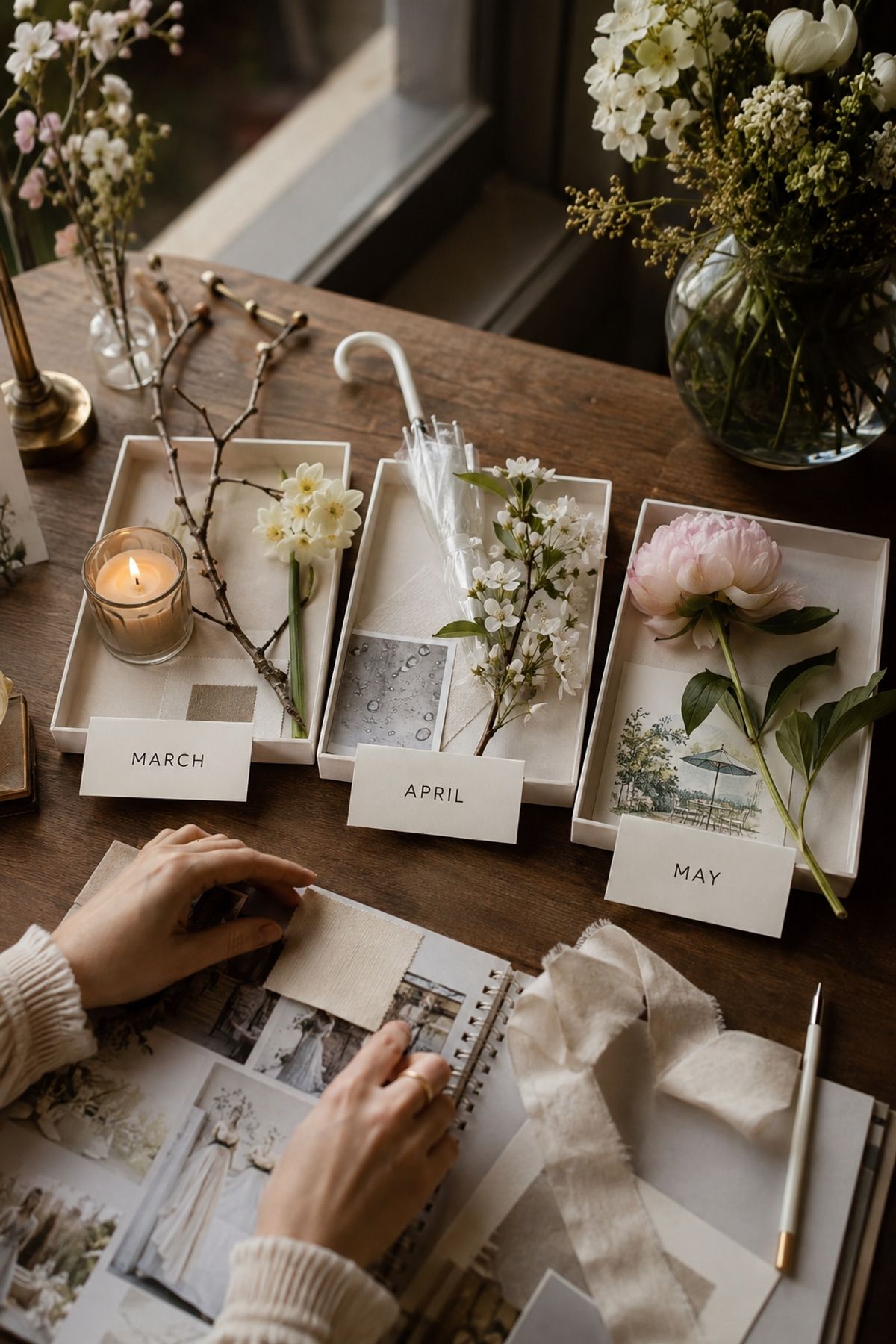 Spring wedding mood shaped by the chosen month