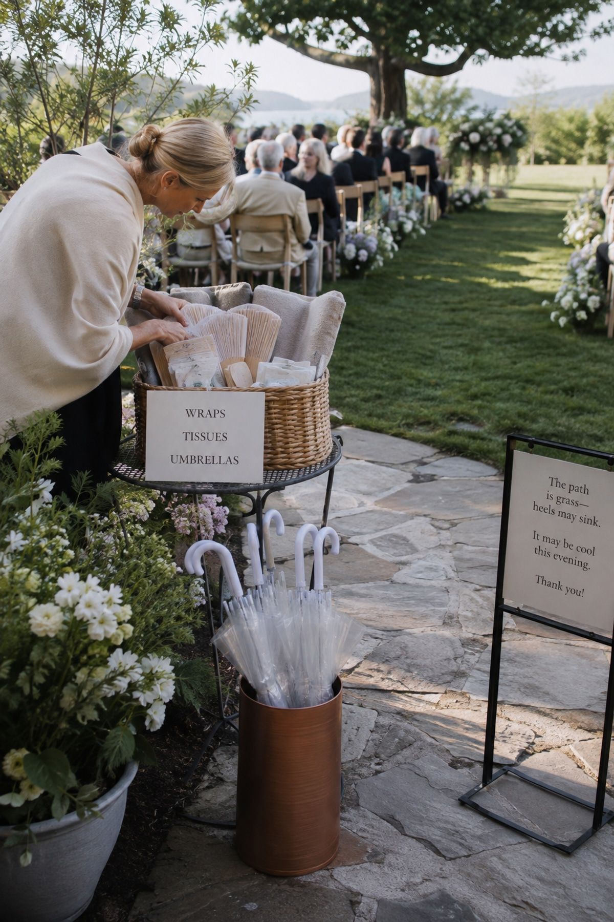 Thoughtful guest comfort at a spring celebration