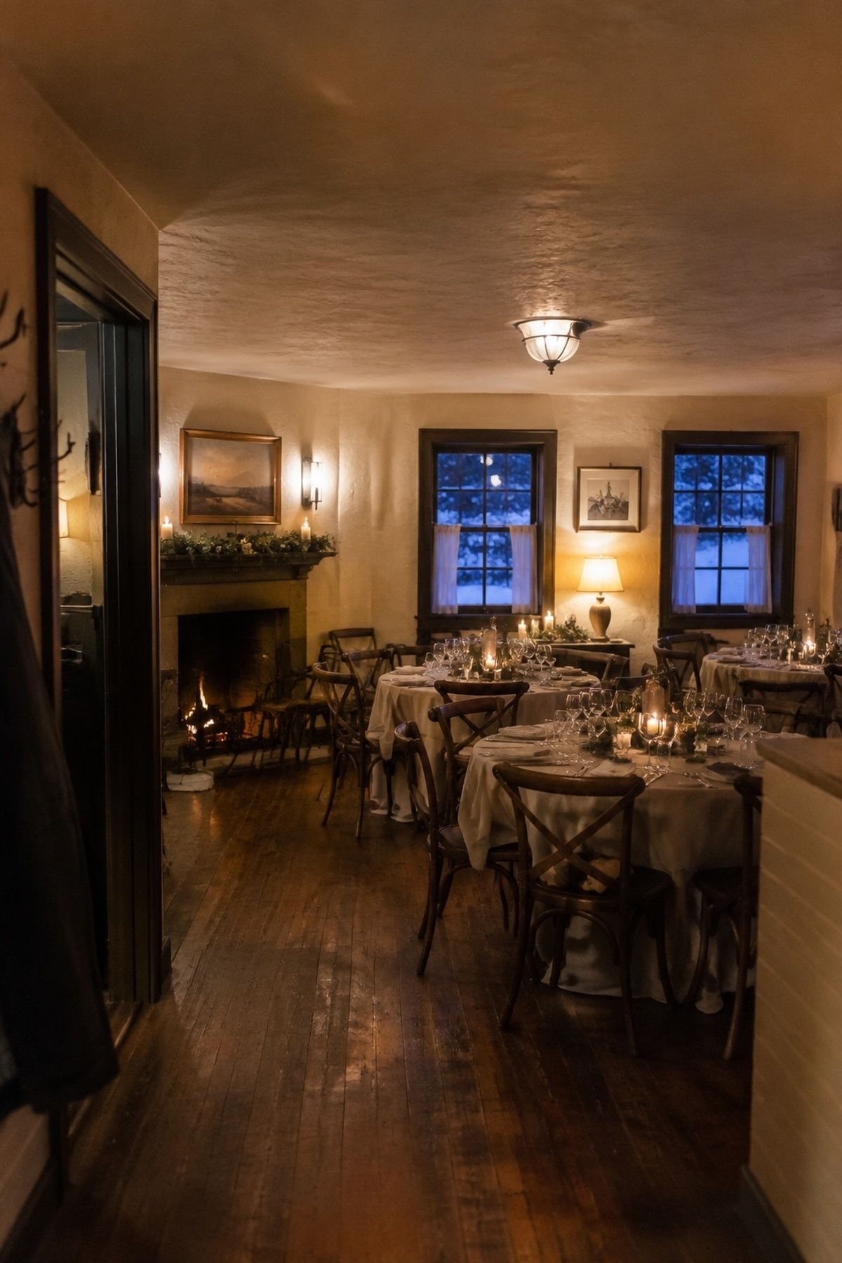 Private winter wedding room with built-in warmth