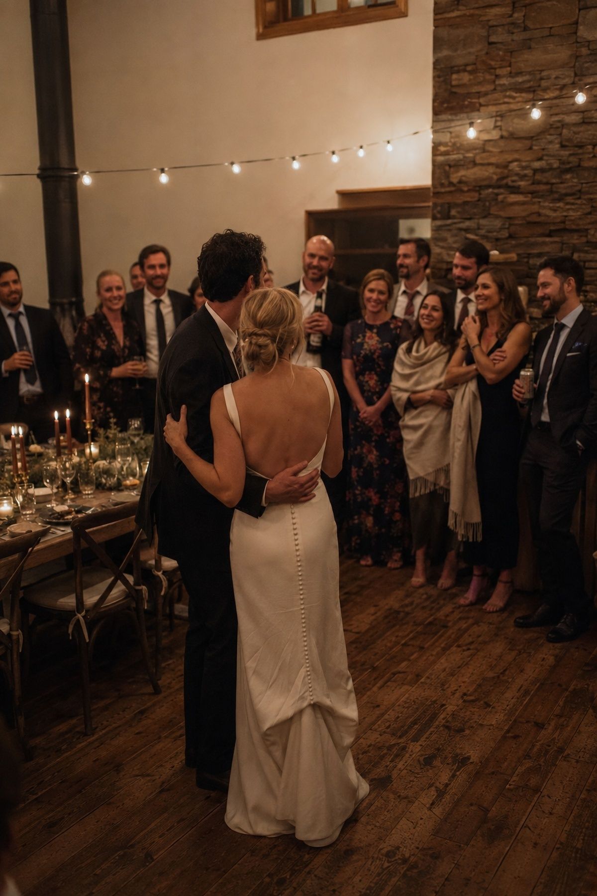 Compact dance floor at a small winter reception