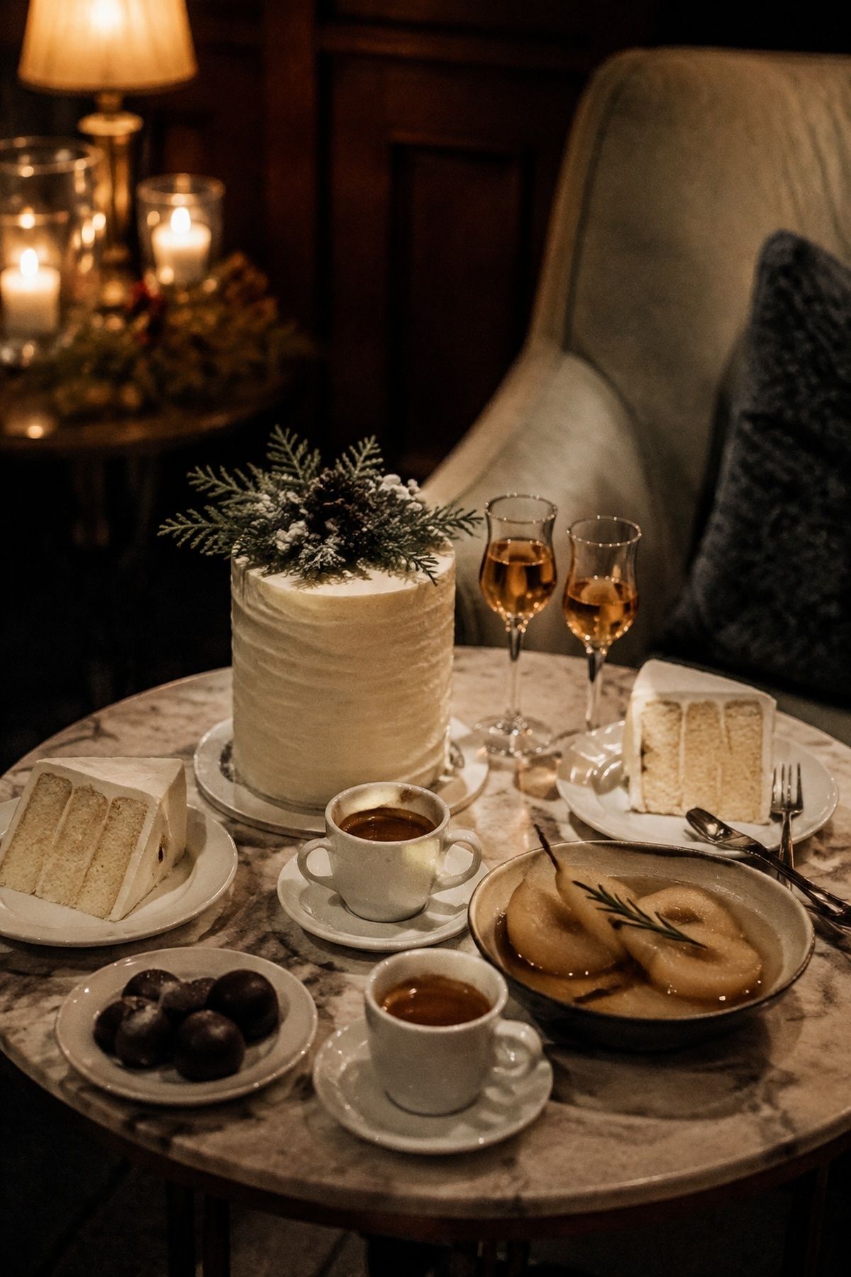 Quiet dessert and nightcap moment