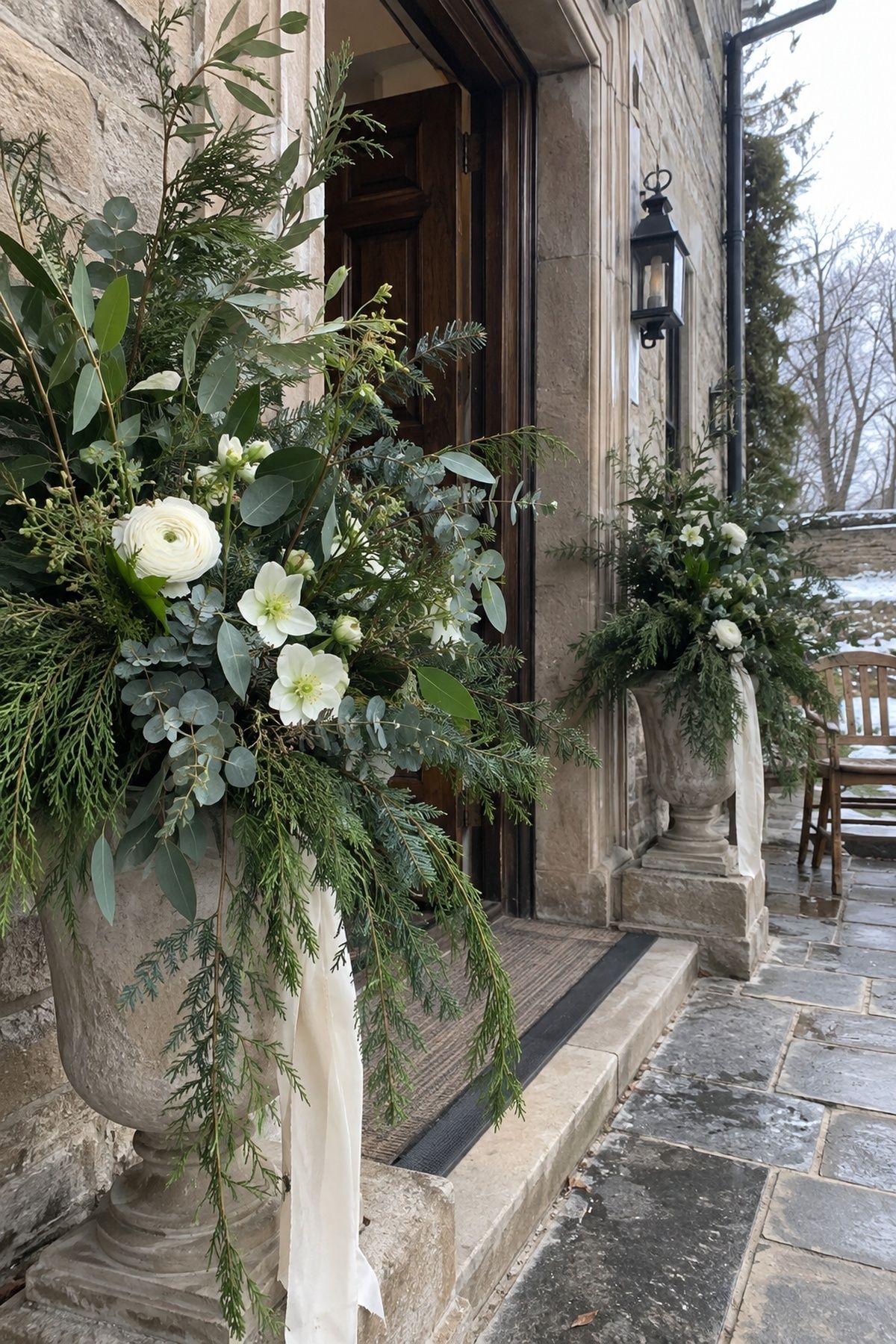 Bridal evergreen styling without a holiday look