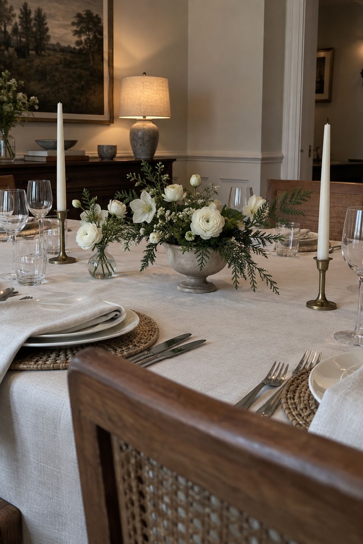Low centrepieces for a winter reception