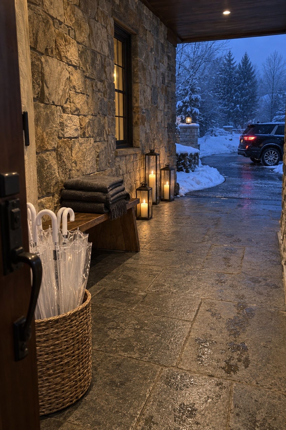 Brief, practical outdoor decor for January