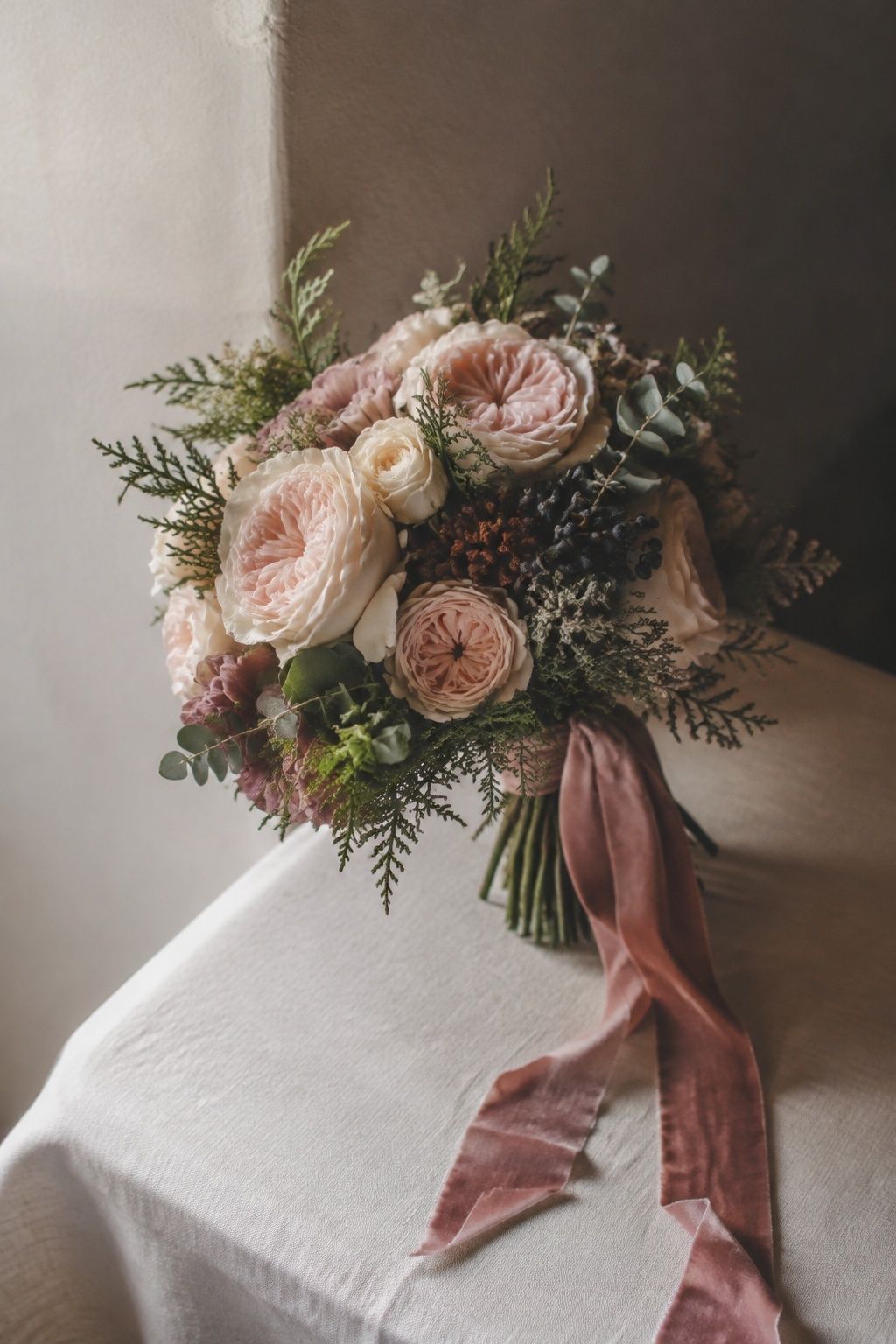 garden roses for layered romance for an intimate January wedding